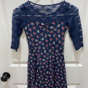 Abercrombie Kids Blue Floral Lace Dress